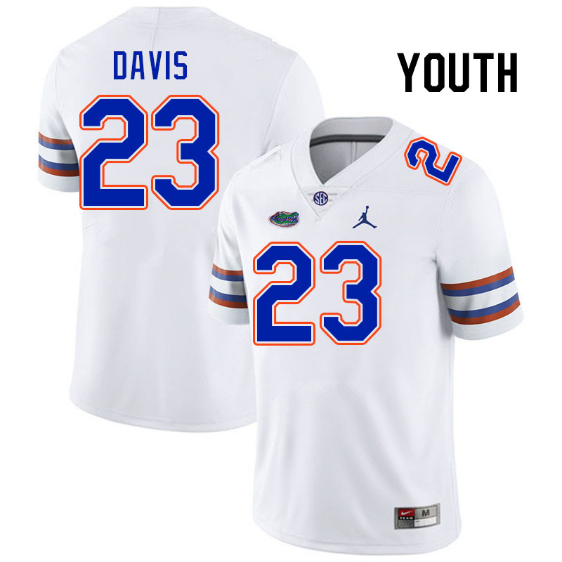 Youth #23 Josiah Davis Florida Gators College Football Jerseys Stitched-White